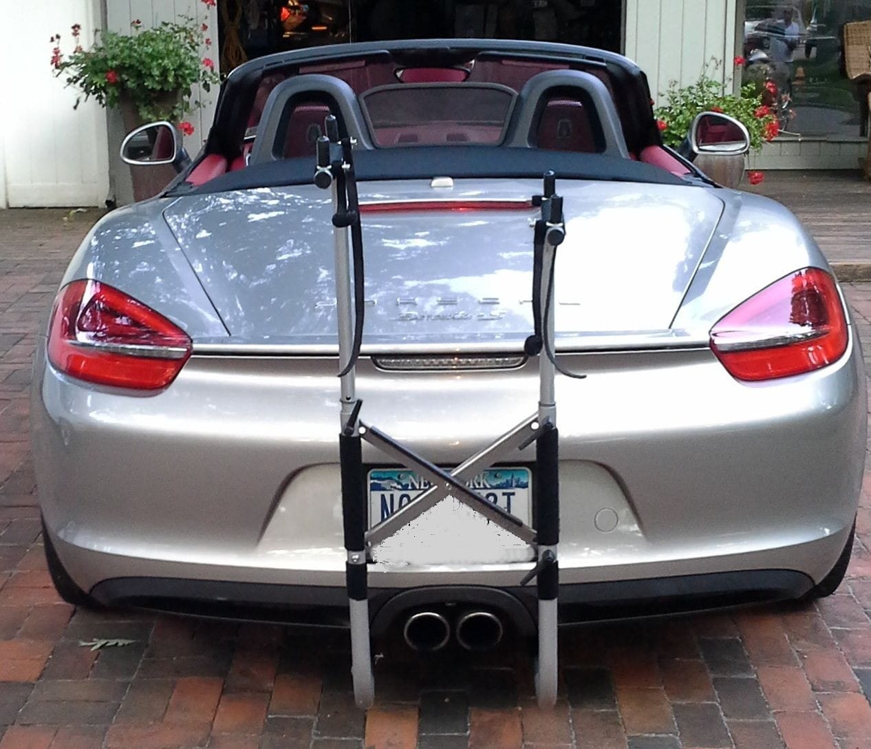 OEM quality Bike Racks, eBike Racks for ALL Porsche Boxsters. 3 minute on/off. Stores inTrunk. No cut, drill, removals to install under car parts. Inconspicuous