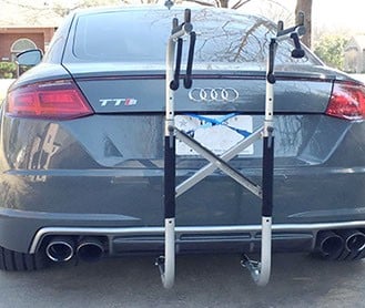 Audi TT Audi TTS  Bicycle Rack.  2008 and newer. Carries 1 or 2 bikes. Bikes dont touch car. Goes On or Off Car in 3-4 Minutes